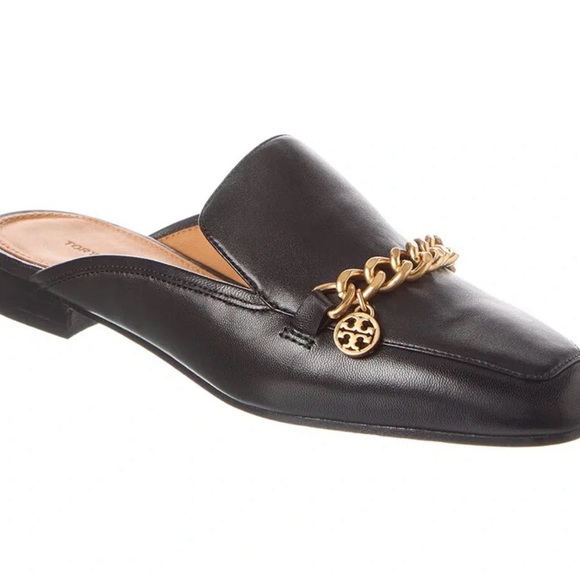 Tory Burch Shoes - NEW TORY BURCH MINI BENTON LEATHER LOAFER SLIDE IN BLACK WITH GOLD ACCENT SIZE 8